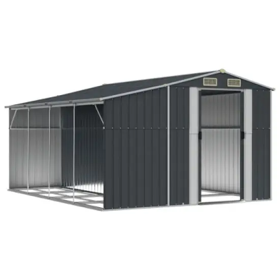 vidaXL Garden Shed Anthracite Galvanized steel, Polypropylene Large image {2}