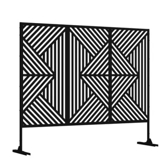 47-inches W x 72-inches H Black Galvanized Sheet Screen Outdoor and lndoor Divider for Balcony Patio Garden Room Divider (Mountain Type) image {1}