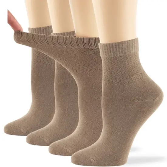 Women's Viscose Bamboo Diabetic QuarterNon-Binding Socks- L-M - 4 Pack - Black, Brown, White, Multicolors | 7BIGSTARS KINGDOM image {15}