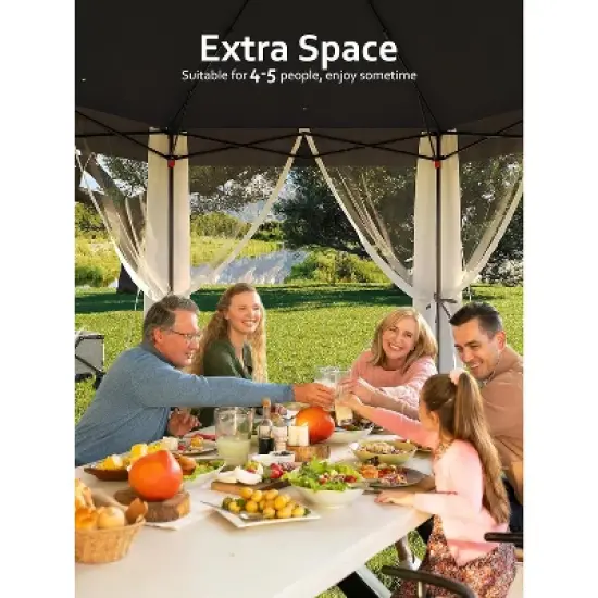 10x10 FT Pop Up Canopy Tent, Gazebo with Mosquito Netting, Adjustable Height Outdoor Gazebo image {1}