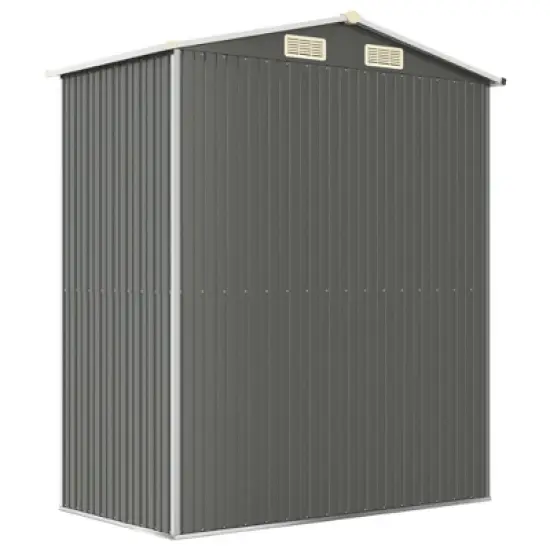 vidaXL Light Gray Garden Shed - Large Outdoor Storage, Galvanized Steel Construction with Gate Access, Ideal for Tools, Pool and Garden Supplies image {4}