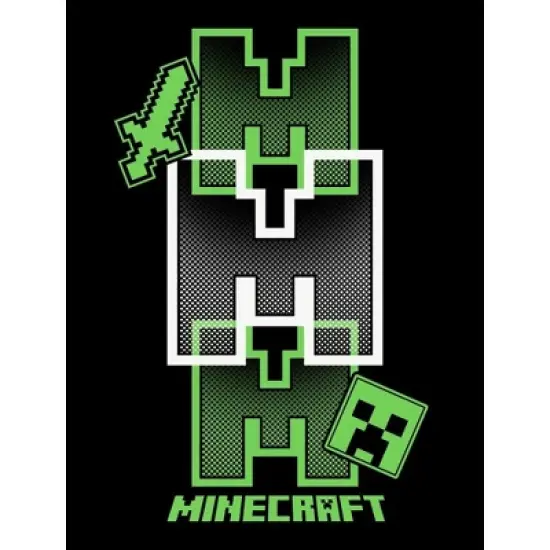 Minecraft Icon Repeated Boy's Black Long Sleeve Shirt image {1}