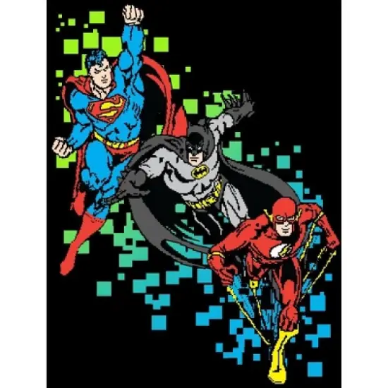 Justice League Superhero Trio Busting Blocks Black T-shirt Toddler Boy to Youth Boy image {1}
