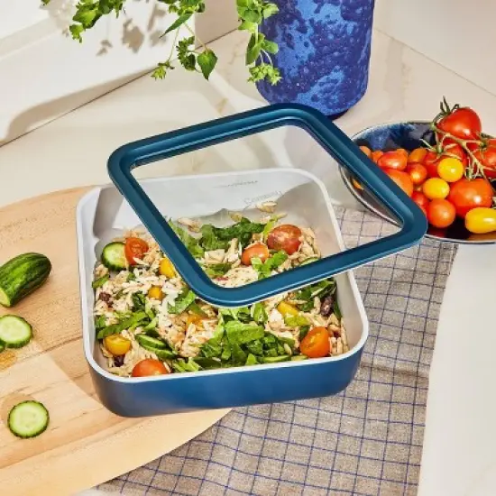 Caraway Home Large Ceramic Coated Glass Food Storage Container image {3}