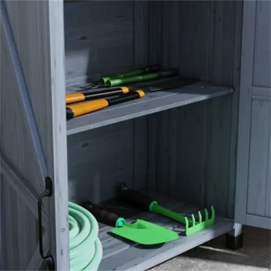 SKRAN Potting Bench, Outdoor Wooden Potting Table with Storage Cabinet with 2 Shelves, Garden Work Bench with Galvanized Plated Tabletop image {7}