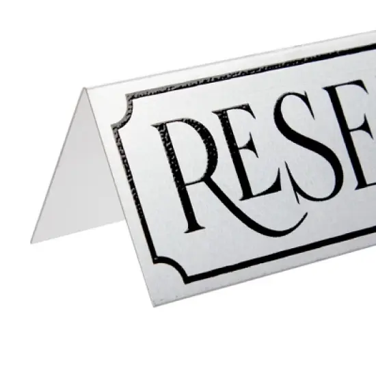 Juvale 12-Pack Small Metal Reserved Table Signs for Wedding, Restaurant, Seating Reservation, Etched Silver Design, 5X2X1 in image {2}