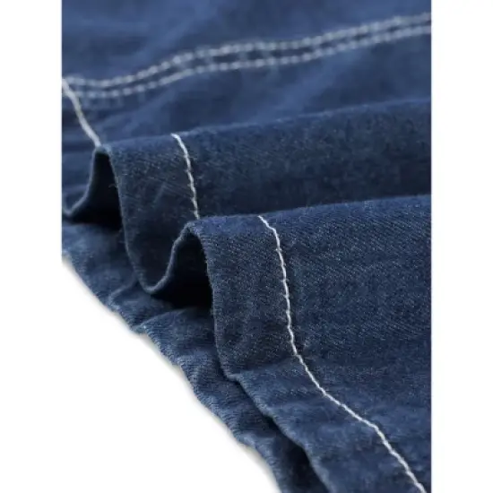 Agnes Orinda Women's Plus Size Denim Detachable Tie Button Front Mini Skirts with Pocket image {4}