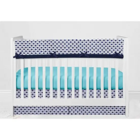 Bacati - Aztec Print Liam Aqua Orange Navy 10 pc Crib Bedding Set with Long Rail Guard Cover image {7}