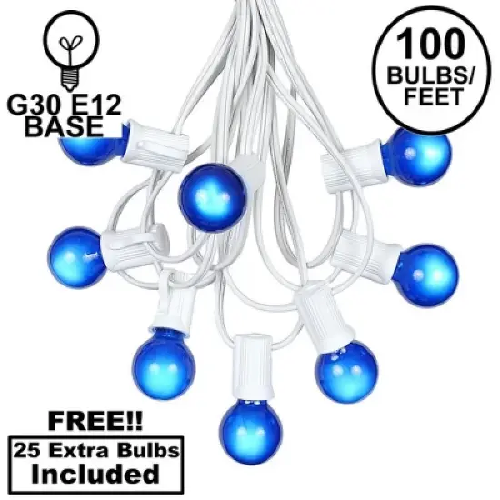 Novelty Lights 100 Feet G30 Globe Outdoor Patio String Lights, White Wire image {6}