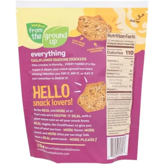 Real Food From The Ground Up Everything Cauliflower Snacking Crackers - Case of 6/3.5 oz image {2}
