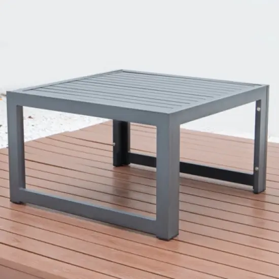 LeisureMod Patio Coffee Table with Black Aluminum Frame - Chelsea Collection, Weather-Resistant Design, Perfect for Outdoor Spaces image {7}