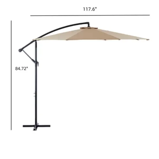 DSVIMOY Patio Umbrellas, Cantilever Umbrella with 8 Ribs, Outdoor Sun Shade with Wind Vent for Lawn Garden Pool, Beige, 117.6"*84.72"*117.6" image {1}