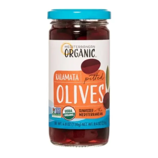 Mediterranean Organic Pitted Kalamata Olives - Case of 12/8.4 oz image {1}