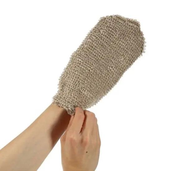 Unique Bargains Bathroom Jute Shower Gloves 9.65"x4.53" Brown 1 Pc image {4}