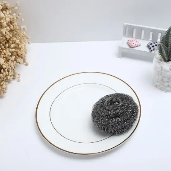 Unique Bargains Kitchen Household Stainless Steel Scrubber Cleaning Ball 2 Pcs image {3}