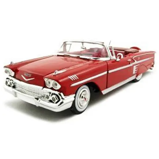 1958 Chevrolet Impala Convertible Red 1/24 Diecast Model Car by Motormax image {1}