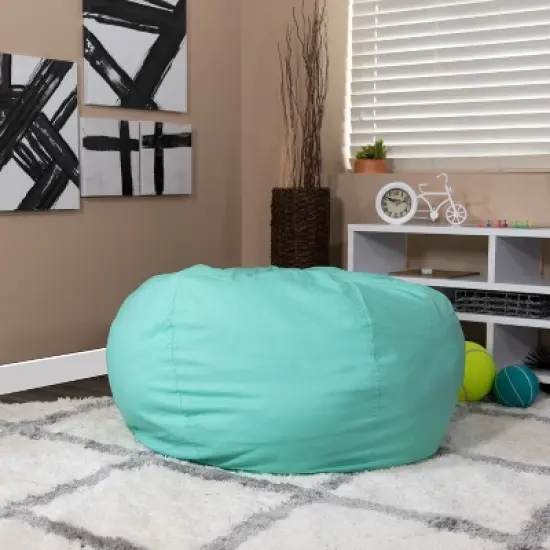 Emma and Oliver Oversized Solid Mint Green Refillable Bean Bag Chair for All Ages image {1}