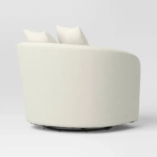 Oversized Upholstered Swivel Accent Chair with Pillows Cream Boucle - Threshold&trade; image {3}