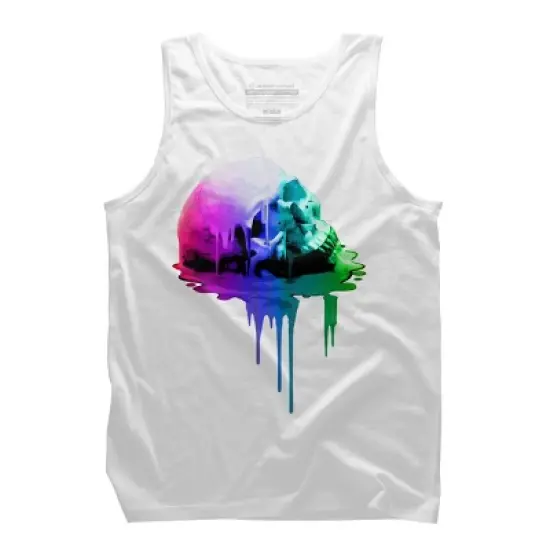 Men's Design By Humans Melting Skull with Vibrant Colors By robotface Tank Top image {6}