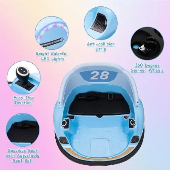 12V Ride On Bumper Car for Kids, Ride on Toy Gifts Toddlers, Electric Bumping Car with Remote Control, Battery Display, 360 Degree Spin image {2}
