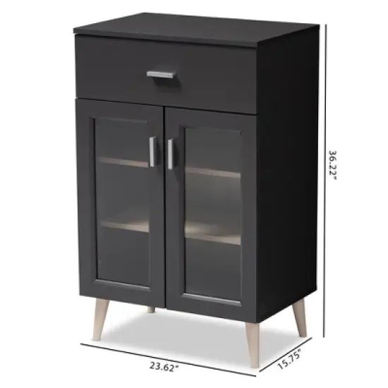 Jonas Oak Finished Kitchen Cabinet Gray/Brown - Baxton Studio image {3}