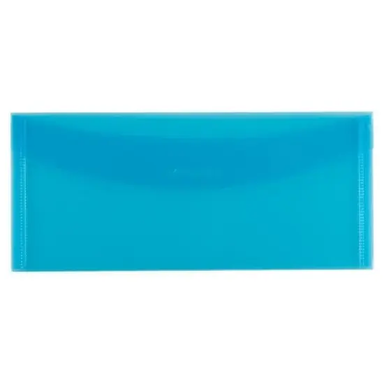 JAM Paper 4 1/4'' x 9 3/4'' 12pk Plastic Envelopes with Tuck Flap Closure - Blue: Filing Accessories, Storage, Letter Size image {2}