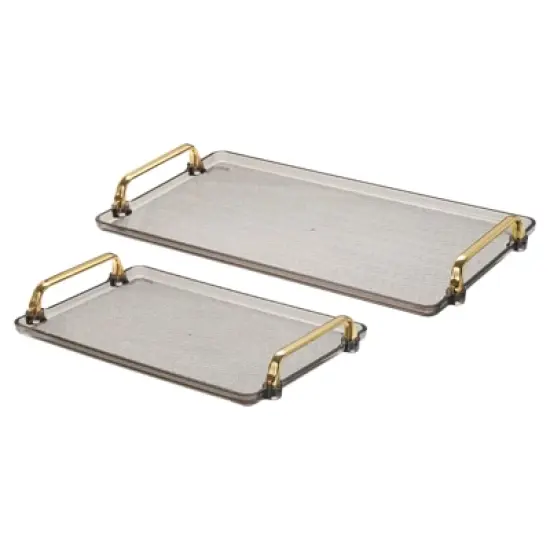 Unique Bargains Modern Rectangular Decorative Plastic Serving Tray 1 Set of 2 Pcs image {7}