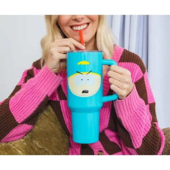 Silver Buffalo South Park Cartman Face Stainless Steel Tumbler With Handle | Holds 40 Ounces image {7}