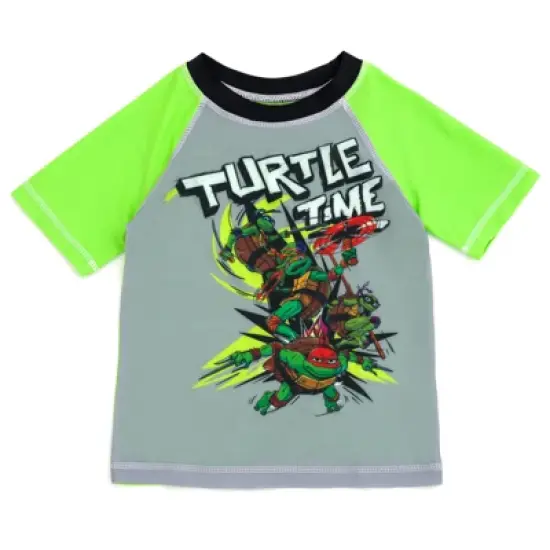Teenage Mutant Ninja Turtles Raglan Pullover Rash Guard UPF 50+ Swim Trunks Outfit Set Toddler image {2}