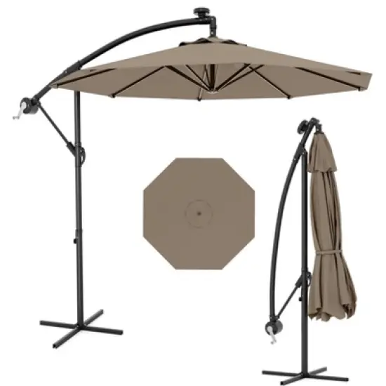 10FT  Cantilever Umbrella, Base Included - for 2-6 People, 360-Degree Rotation & Infinite Tilt, Fade-Resistant Canopy for Deck Pool Garden Backyard image {12}