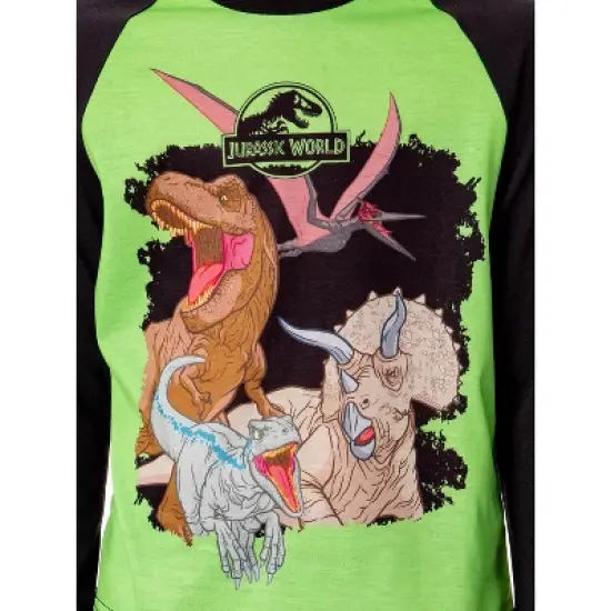 Jurassic World Boys' Movie Film Dinosaurs Roaming Park Logo Pajama Set Multicolored image {3}