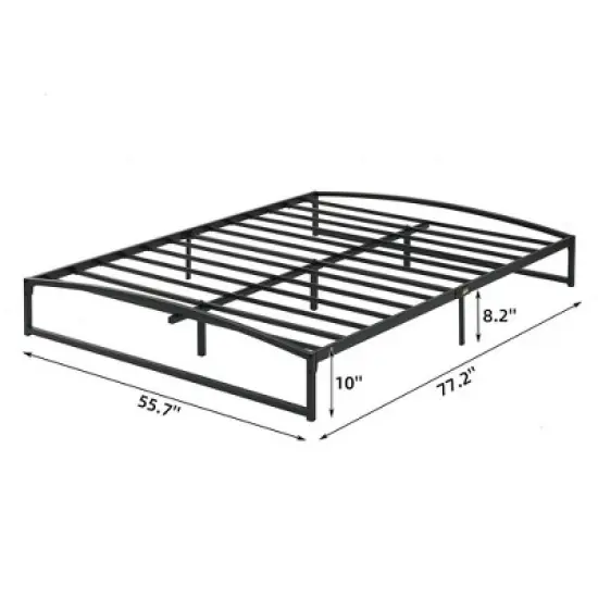 6/10 Inch Twin/Full/Queen/King Size Platform Metal Bed Frame Low Profile with Storage_Black/White image {2}