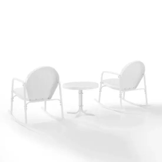 Griffith 3pc Outdoor Rocking Chair Set - White - Crosley image {2}