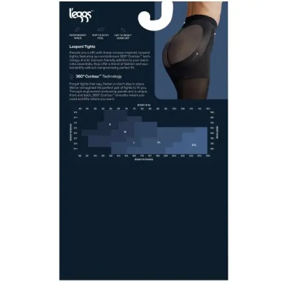 L'eggs Women's 360 Contour Sheer Leopard Tights - Black image {2}