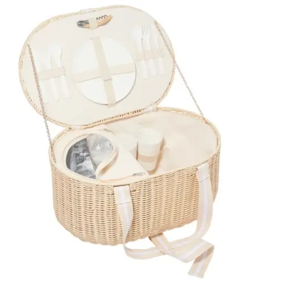 Sunnylife Large Picnic Basket Set - Le Weekend Natural - Insulated, 9.7 Gal image {1}
