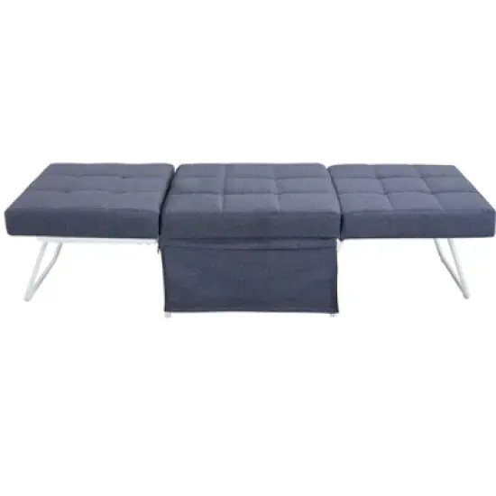 Folding Ottoman Bed with Adjustable Backrest, Modern Futon Couch, Convertible Chair into Sofa Bed for Living Room Apartment Office Small Space image {6}