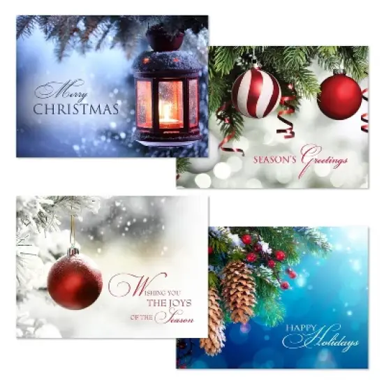 Masterpiece Studios 16-Count Boxed Assorted Holiday Cards, 4 each of 4 Different Designs Holiday Floral Set, 6.25" x 4.62" image {1}