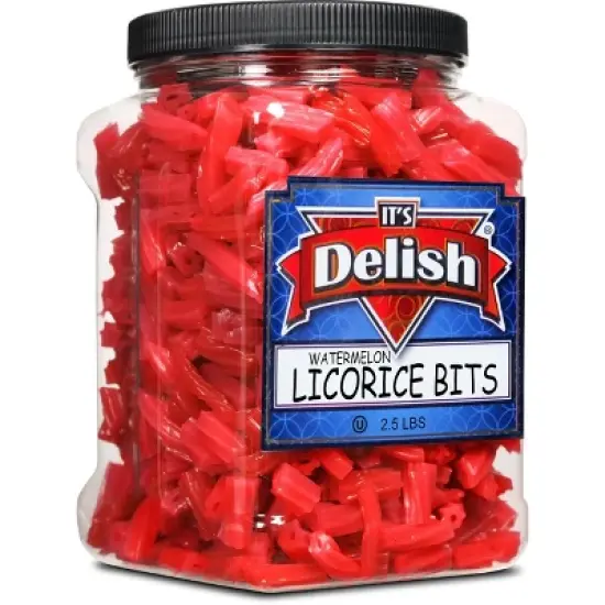 Watermelon Licorice Bits by It's Delish, 2.5 LBS (40 Oz) Jumbo Container Jar image {5}