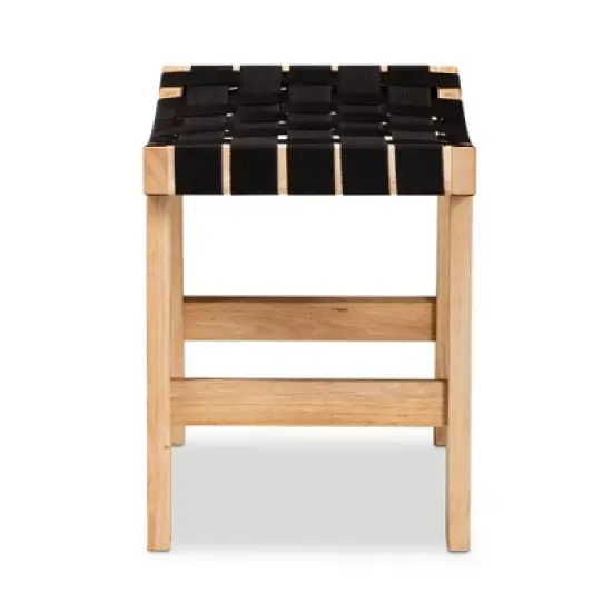 Nahla Rustic Wood Accent Bench Black/Oak Brown - Baxton Studio image {5}