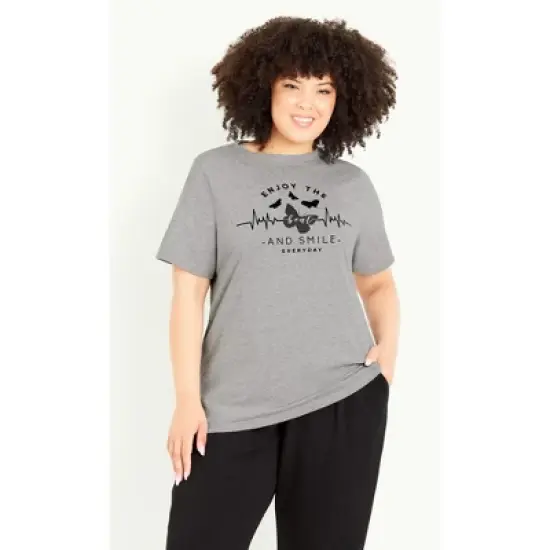 Women's Plus Size Print T-Shirt  - grey marle | EVANS image {9}