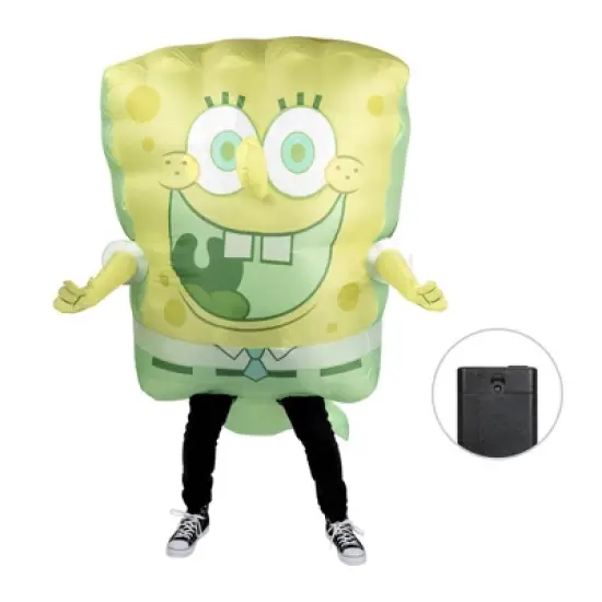 SpongeBob SquarePants Adult Halloween Costume Inflatable Suit Yellow OSFM image {4}