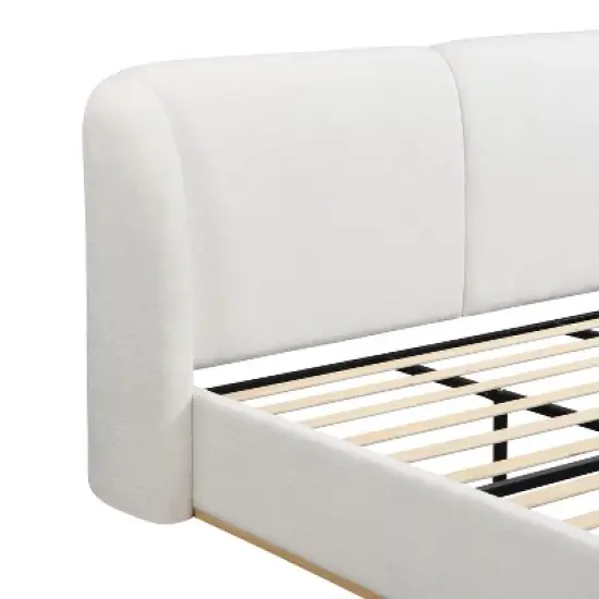 Queen/King Size Platform Bed Frame with Upholstered Headboard - ModernLuxe image {12}