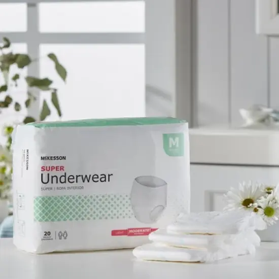McKesson Disposable Underwear Pull On with Tear Away Seams Medium, UW33844, Moderate image {3}