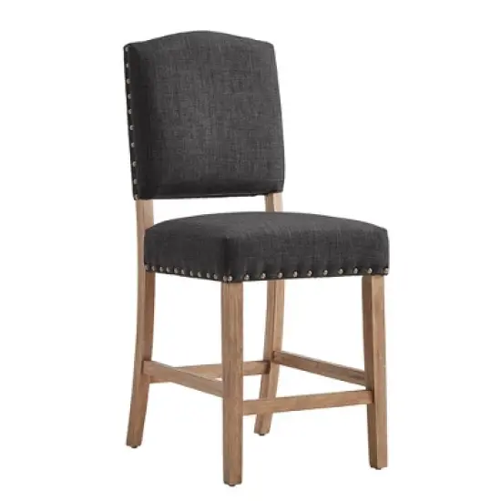 Set of 2 24" Iverson Nailhead Trim Linen Counter Height Barstools - Inspire Q image {7}