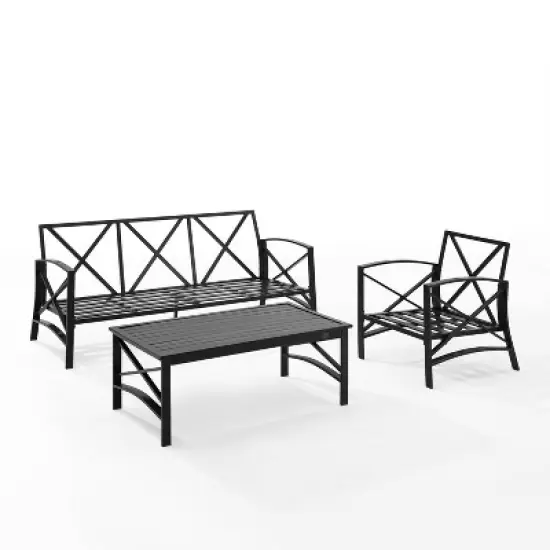 Kaplan 3pc Outdoor Sofa Set with Sofa & Arm Chair with Coffee Table - Oatmeal - Crosley image {3}