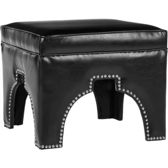 Grant Ottoman   Silver Nail Heads - Black - Safavieh image {2}