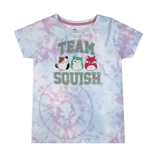 Squishmallows Team Glitter Text Crew Neck Short Sleeve Blue And Blue Pastel Tye Dye Youth Girl Tee image {3}