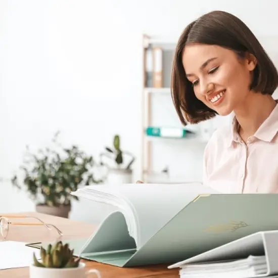 Aesthetic 3 Ring Binder Set of 2 - 1 Inch, Fits Letter Size - Beige-Green with Pockets - For School, Office, Work - Office Products image {6}