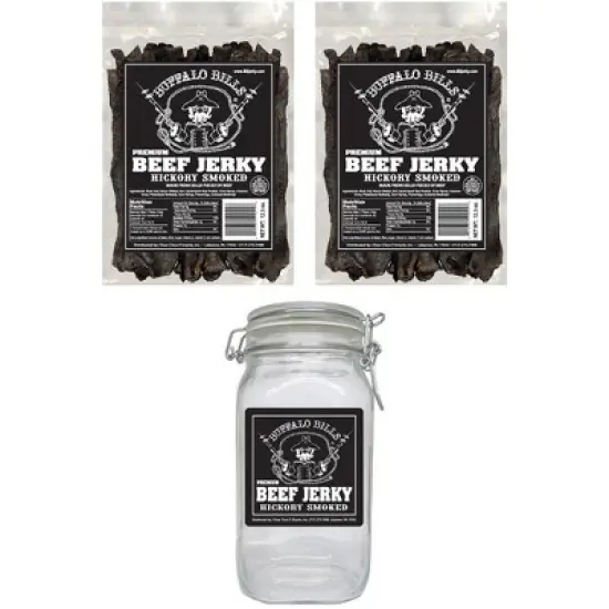 Buffalo Bills Hickory Smoked Beef Jerky 2 Bag Starter Kit (2 bags and 1 jar) image {1}