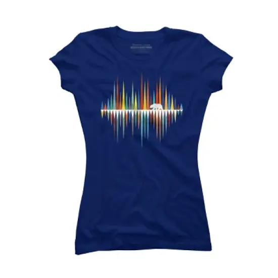 Junior's Design By Humans Colorful Mountain Bear Vibes - Music Sound Wave By NomAdartStudio T-Shirt image {5}